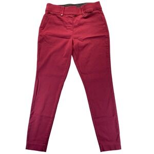 Maurices Women Burgundy Elastic Waist Slim Fit Cropped Pants Size S Short